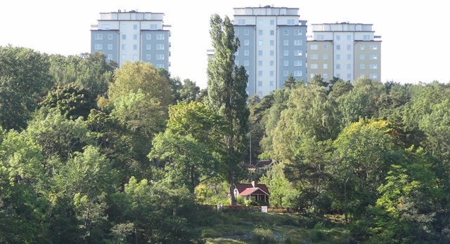 Årsta skog och höghusen i Johanneshov.