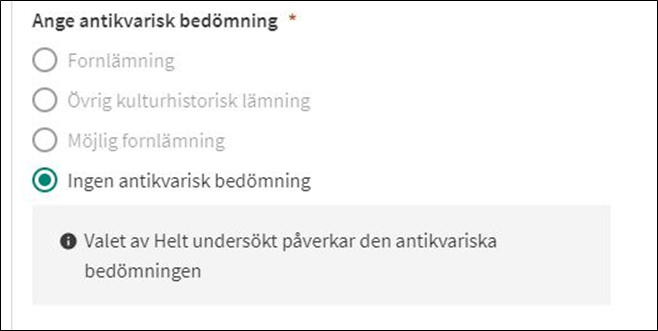 Ingen antikvarisk bedömning