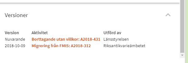 Versioner vid borttagande utan villkor