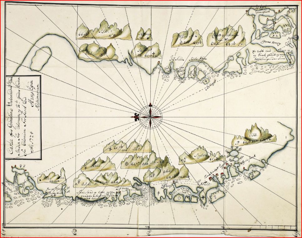 Karta över Grönland från 1724 av Hans Egede.