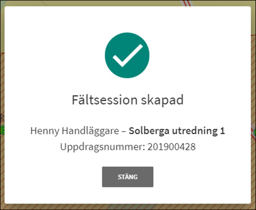 Fältreg Fältsession skapad