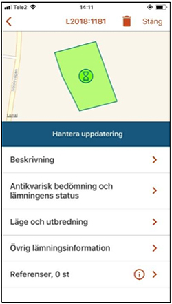 Fältreg Metria Hantera uppdatering