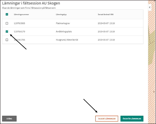 Fältreg vy Ta bort lämningar