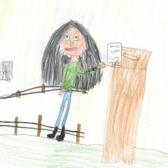 Barnteckning på flicka som postar valsedel