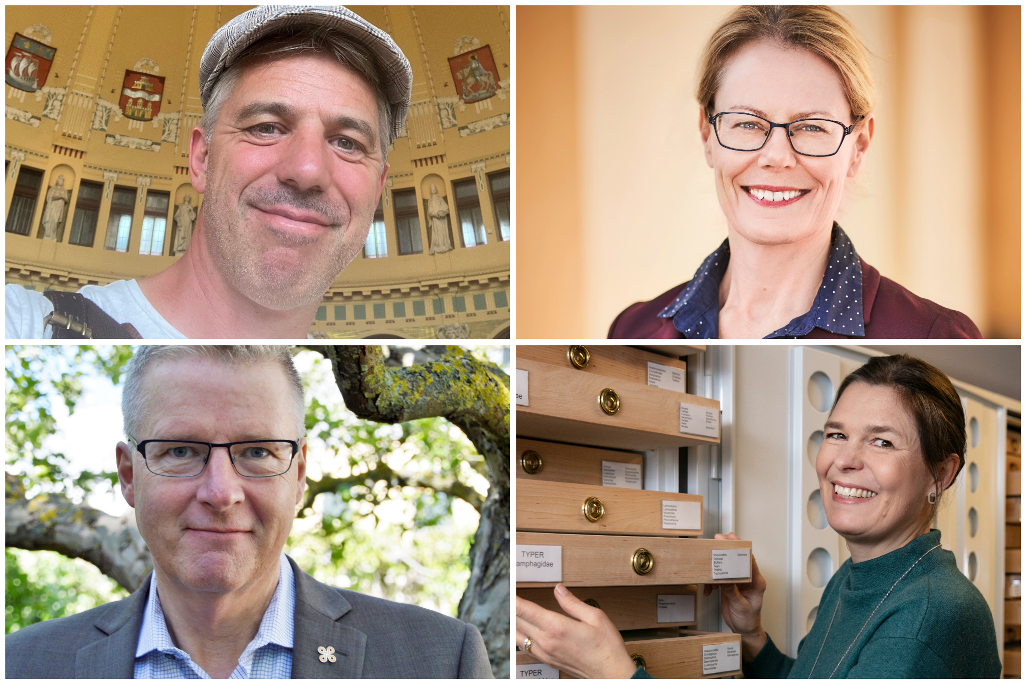 Collage av fyra porträttfoton på deltagare på Icoms generalkonferens 2022