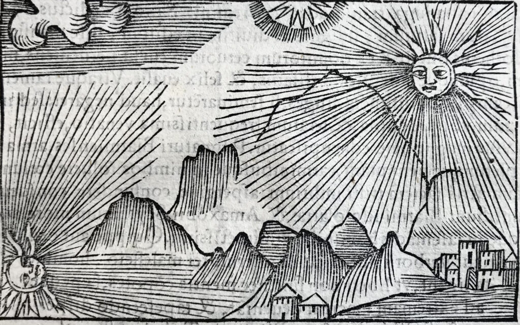 Solens färd över himlavalvet. Träsnitt ur Historia de gentibus septentrionalibus, Olaus Magnus (1555)