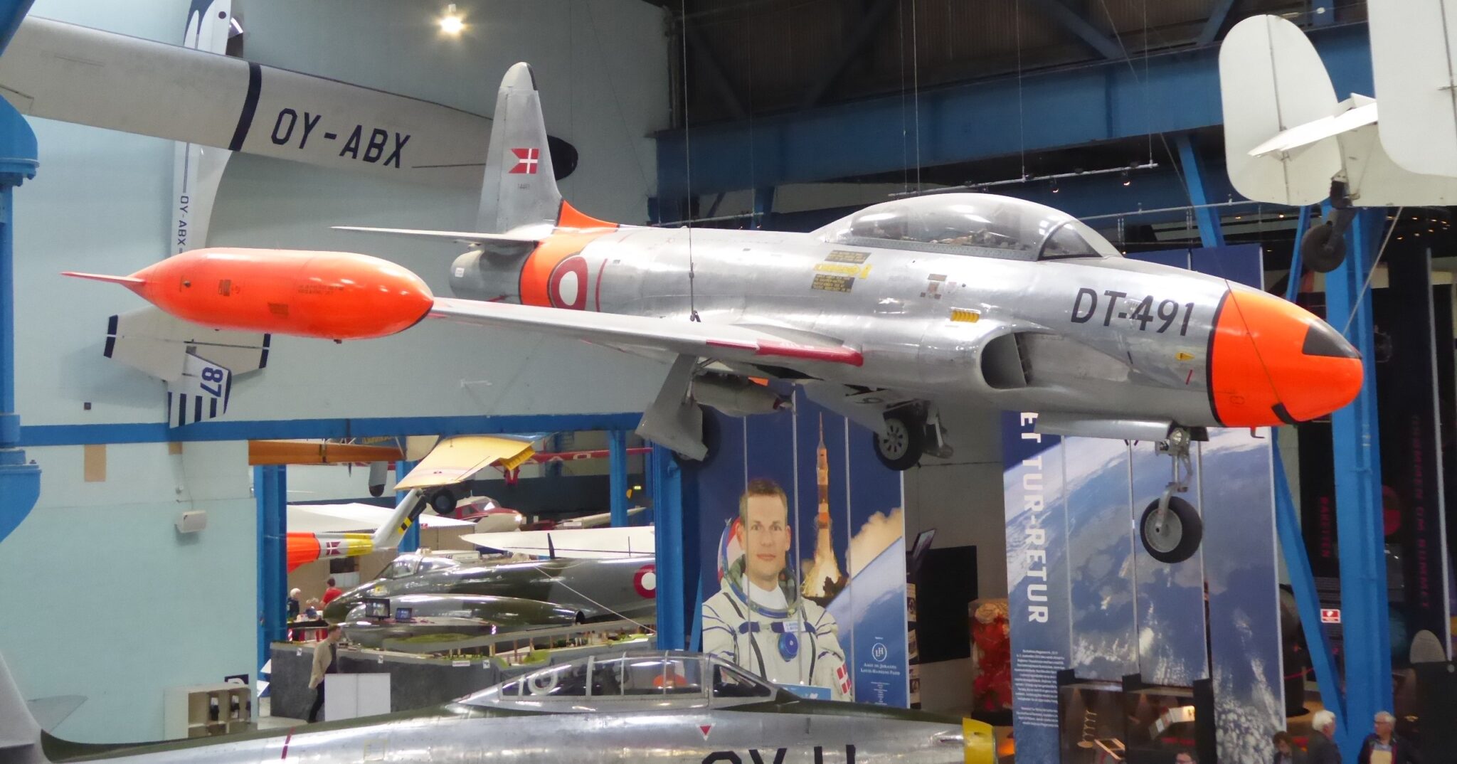 Militärflygplanet DT-491 från 1961 på Danmarks Tekniske Musem i Helsingör.