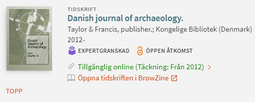 En skärmdump av en arkeologitidskrift
