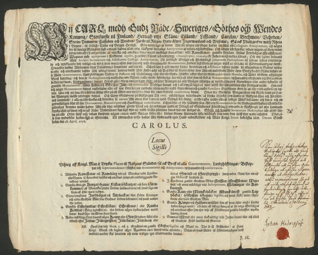 Pass från 1687 med text.