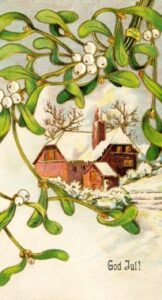 Julkort med motivet mistel.