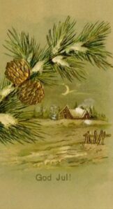 Julkort med motivet tallkottar