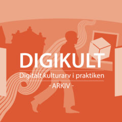 Vit text på en orange bakgrundsbild med olika illustrationer, en man, en kub, ett hus, m.m.