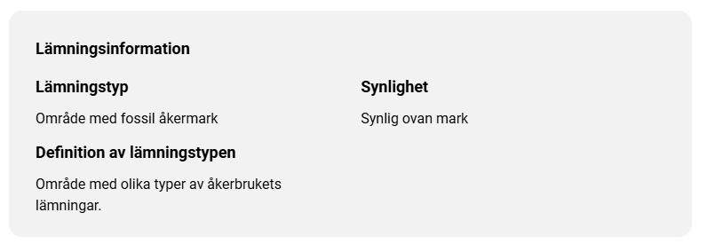 Utsnitt från Min karta, lämningsinformation