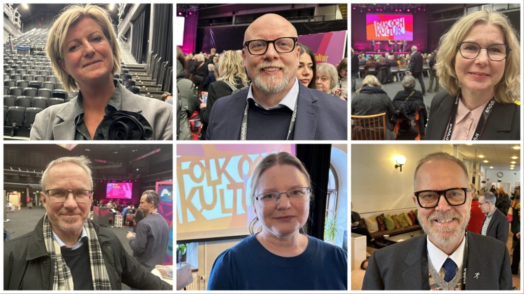 Kollage med sex porträttfotografier föreställande tre män och tre kvinnor, fem av sex personer bär glasögon.