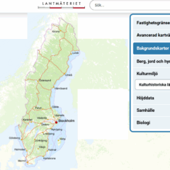 Sverigekarta med en ruta till höger med ingång till kulturmiljöinformation.