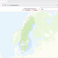 Sverigekarta med en ruta upp till vänster som visar ingång till kulturmiljöinformation i Min karta.