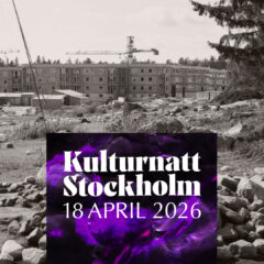 Ett stort stenröse i förgrunden. I bakgrunden syns nästan färdigbyggda flerfamiljshus, byggkranar och baracker.