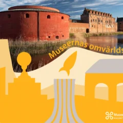 Foto föreställande Malmöhus och gul grafik med texten Museernas omvärldsdagar.
